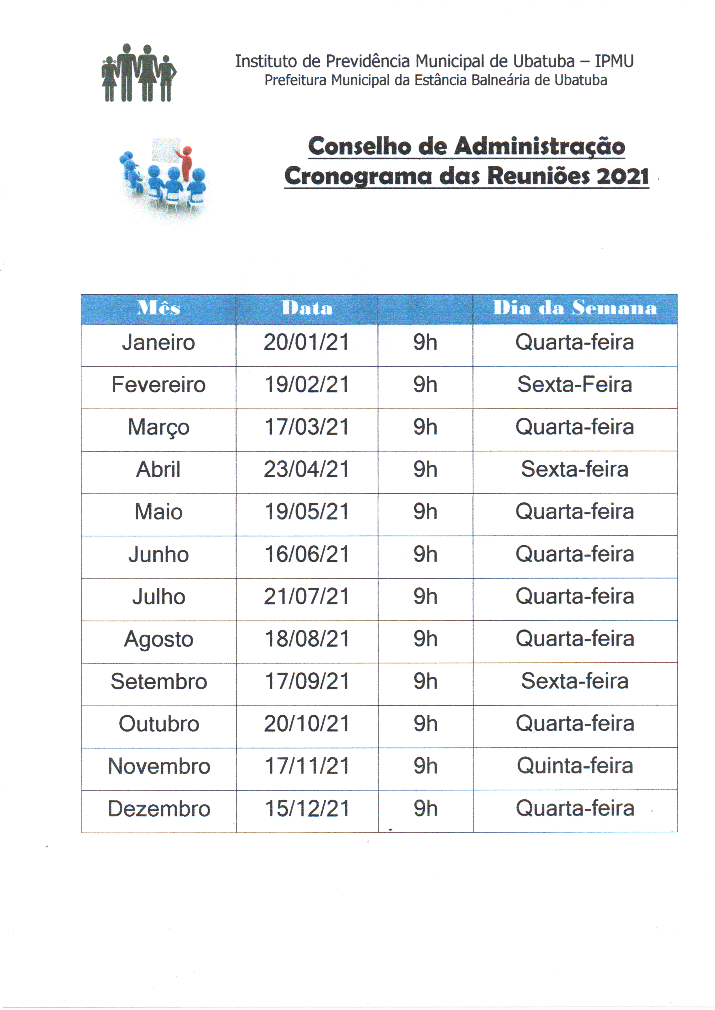 Leia mais sobre o artigo Calendário de Reuniões Conselho de Administração 2021