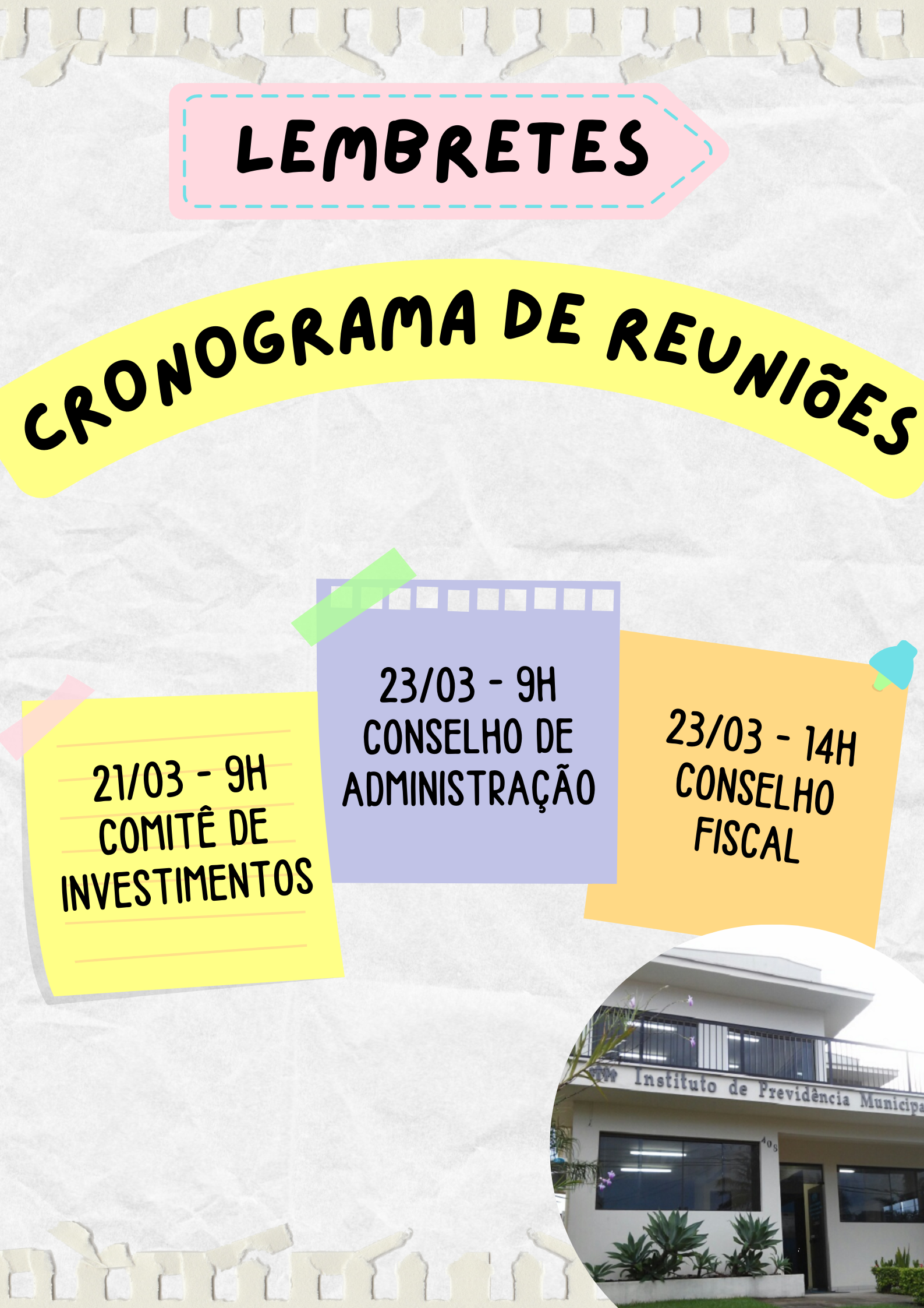 Leia mais sobre o artigo Cronograma de Reuniões Março